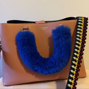 Essentiel Antwerp Pink with Fuzzy Royal Blue handles and people Shoulder Bag